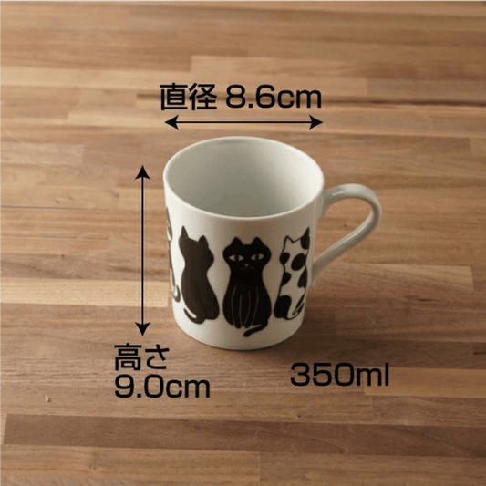 おすわりネコ マグカップ・小皿 4点セット|猫柄のかわいいペア食器