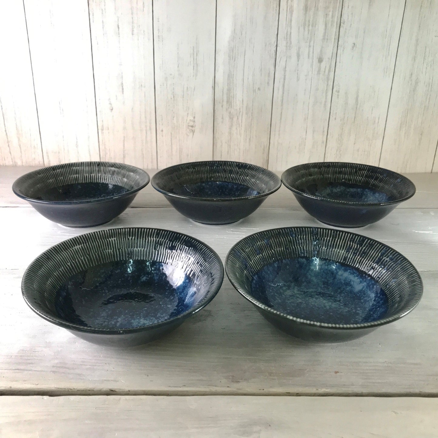 【51%OFF】数量限定品 軽量トチリ窯変紺 14.5cボール5個