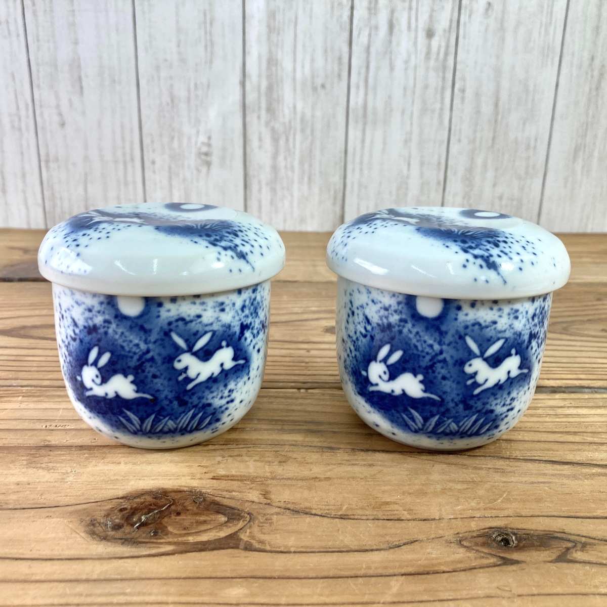 【25%OFF】特価品 茶碗蒸し 2個(吹き墨うさぎ/梅祥瑞)