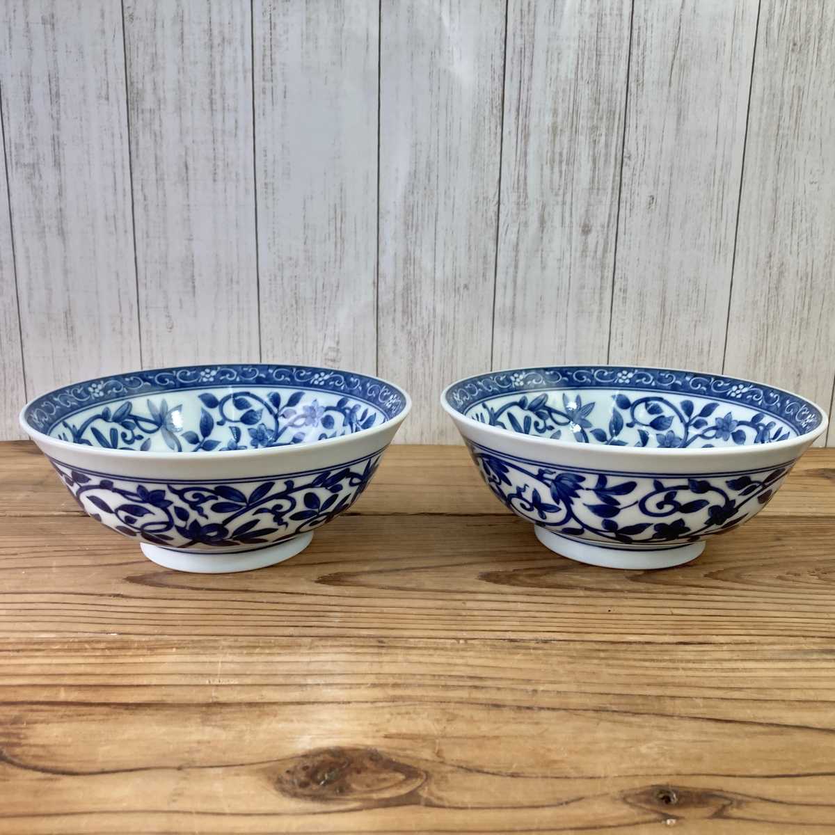 【20%OFF】特価品 めん鉢 2個(藍唐草/透かし唐草)