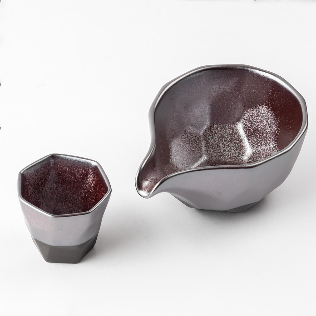 【21%OFF】ガーネット片口冷酒器 ぐい呑みのセット