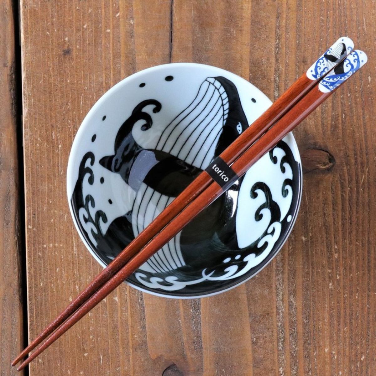 【白波くじら】箸(23.0cm)天然木