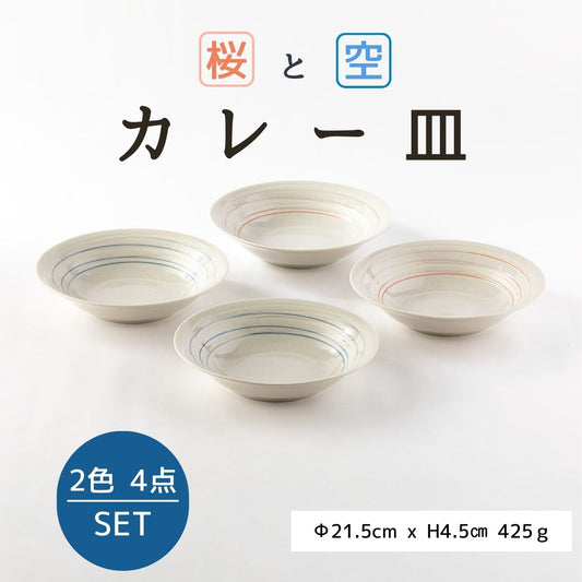 【65%OFF】特価品 桜と空 カレー皿4枚入