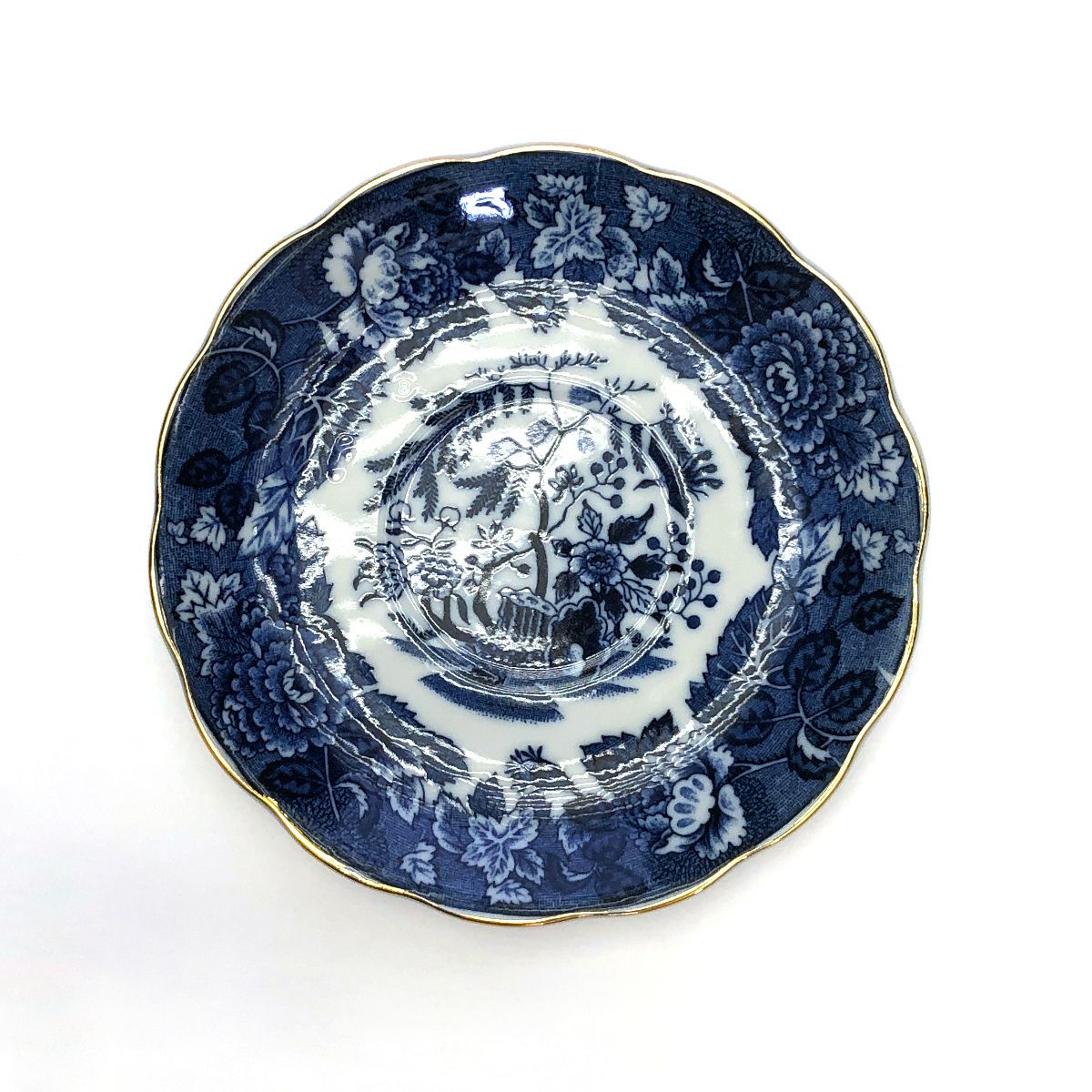 昭和レトロ 三つ足カップホワイトと青い花の受け皿