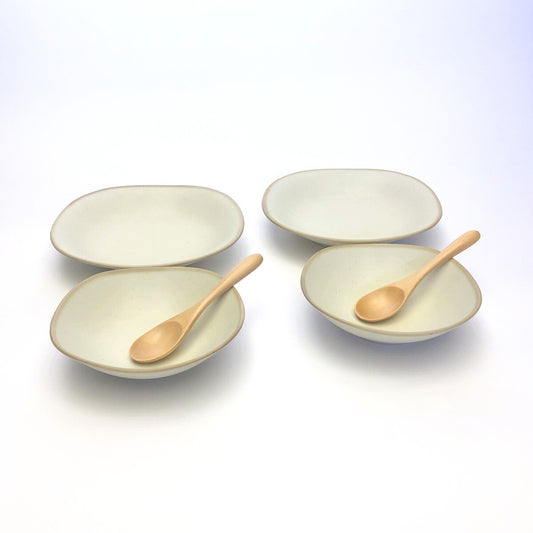 淡く優しいフチドリの器 カレー皿&ボウルスプーン付6点セット
