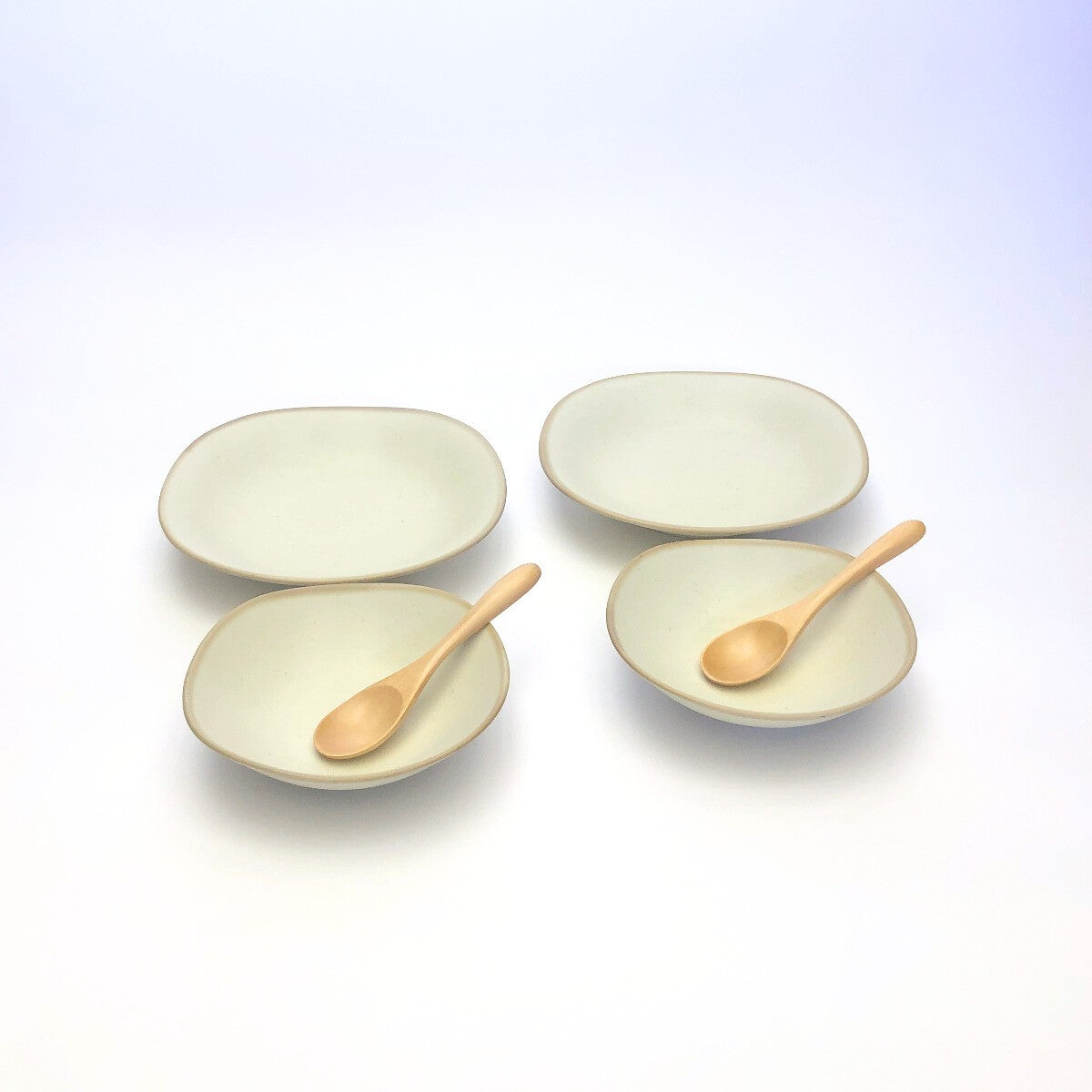 淡く優しいフチドリの器 カレー皿&ボウルスプーン付6点セット