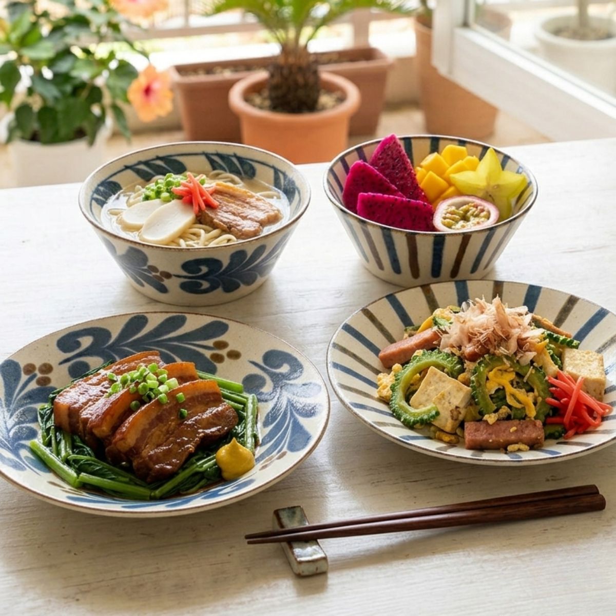 琉球三昧取皿揃(芽吹き)