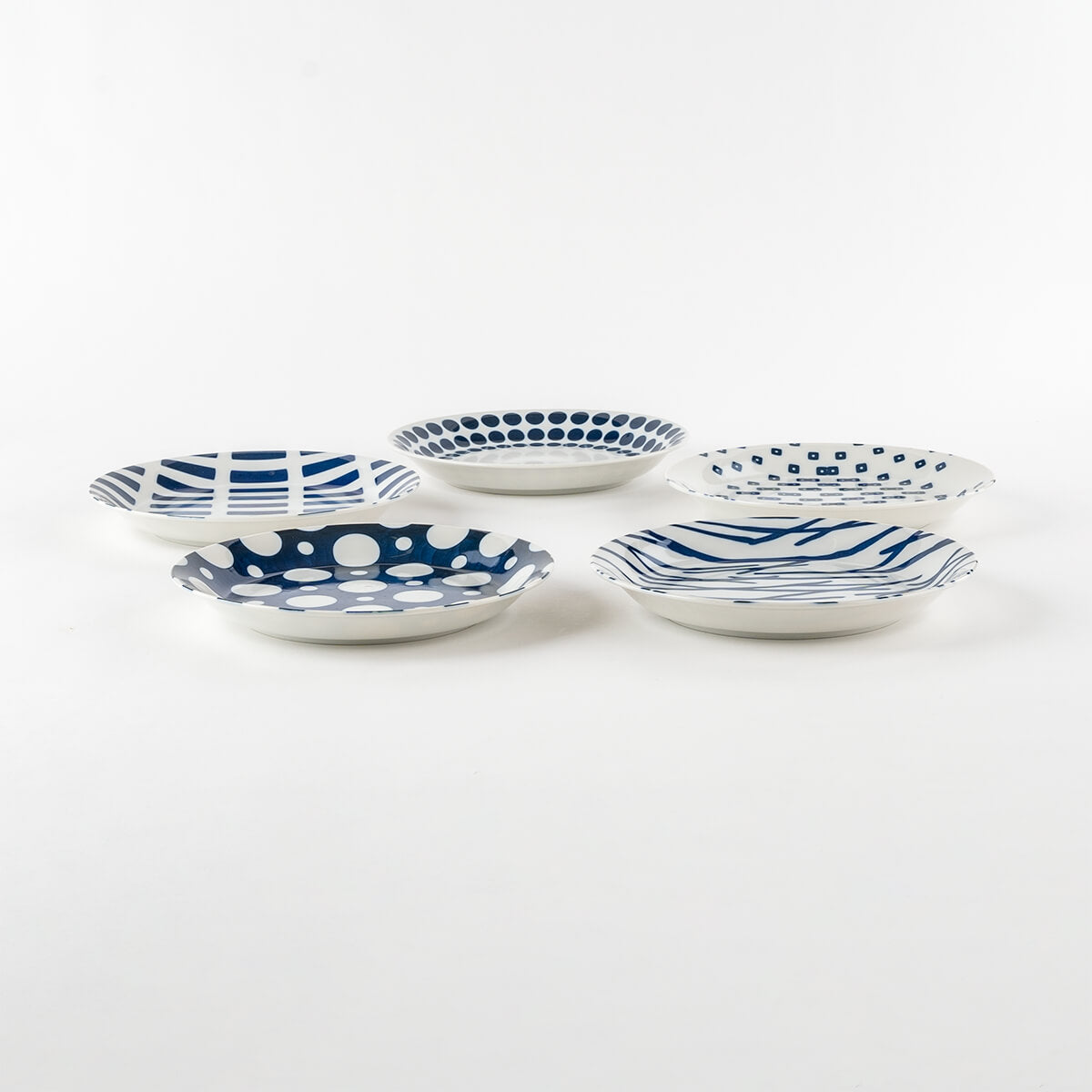 【25%OFF】特価品 北欧風 コバルト5デザイン 26㎝パスタ/大皿5枚セット