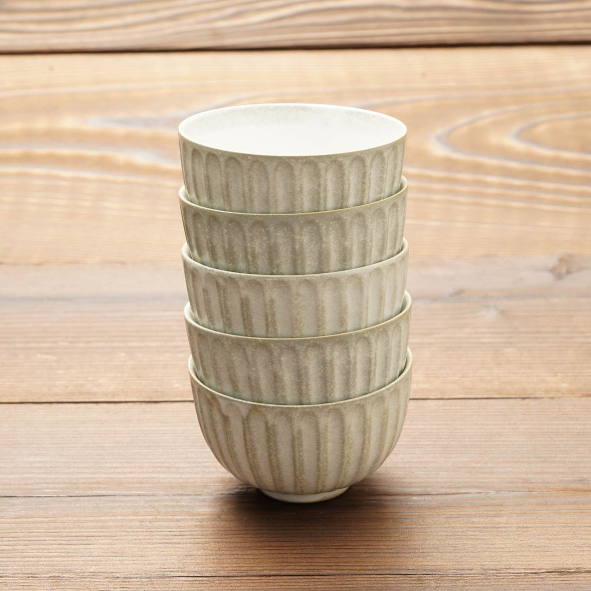 湯呑み 茶托 5客セット 粉引グレー