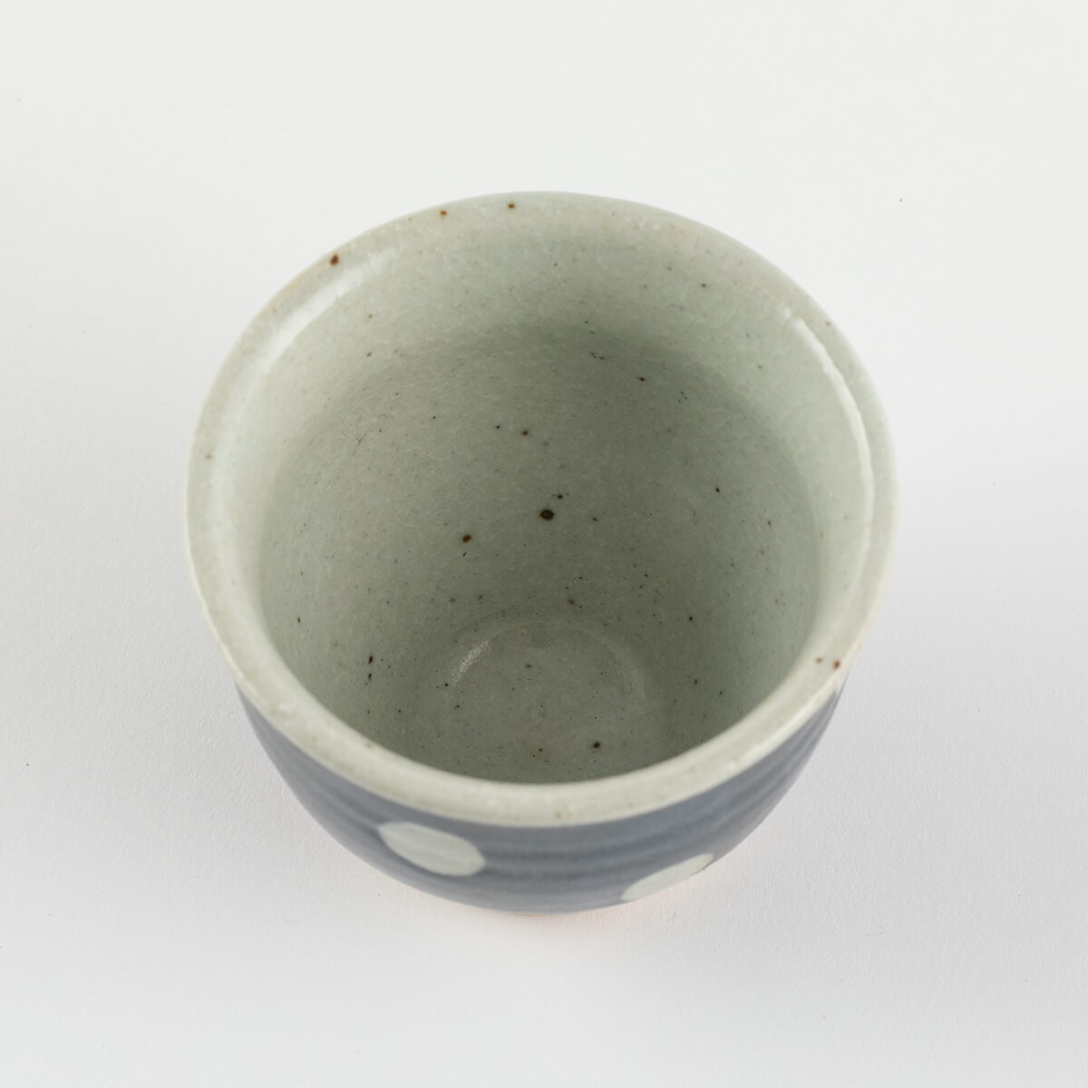蔵出し 水玉 茶碗と湯呑のセット 陶器 ネイビー おうちカフェ 和食器 ドット
