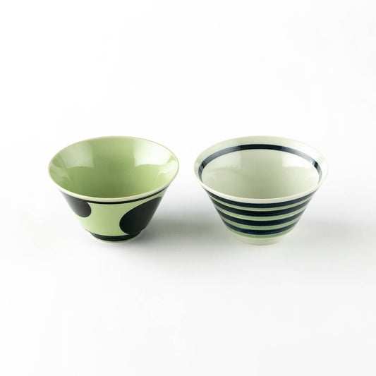 クレール型どんぶりペアセット ドット・ボーダー