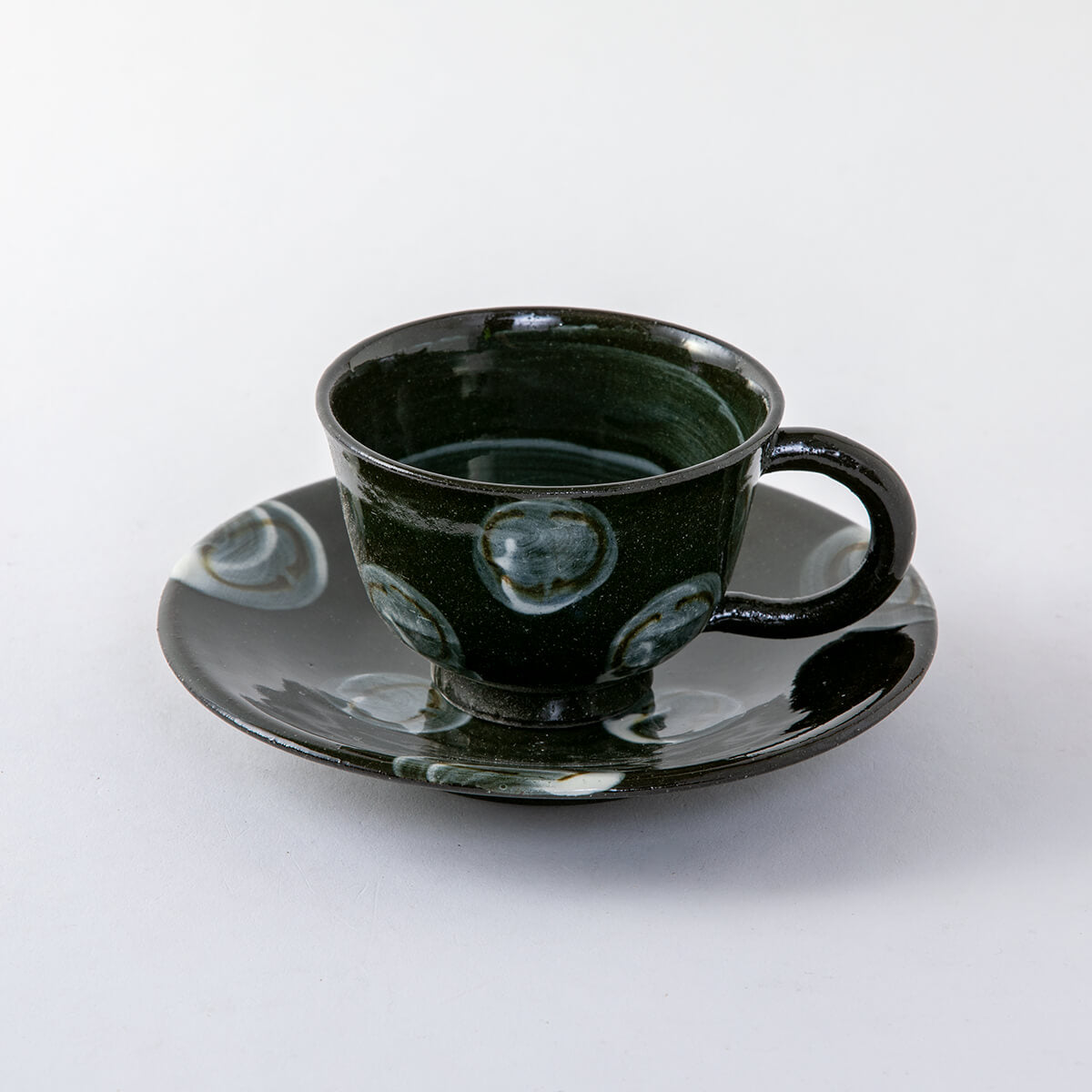 黒土丸紋 コーヒー碗皿