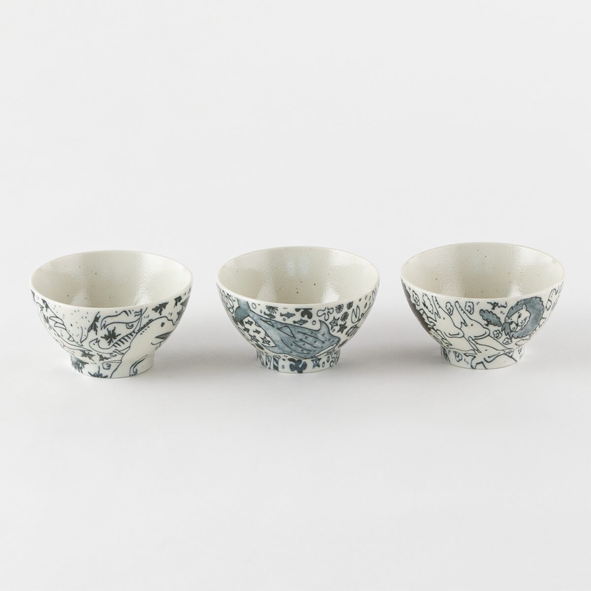 ほのぼの生き物図鑑 茶碗 3点