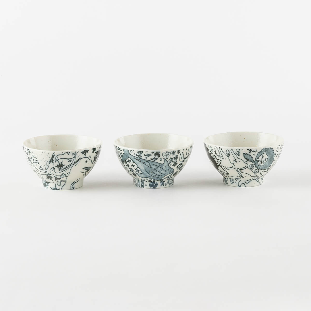 【33%OFF】特価品 ほのぼの生き物図鑑 茶碗 3点