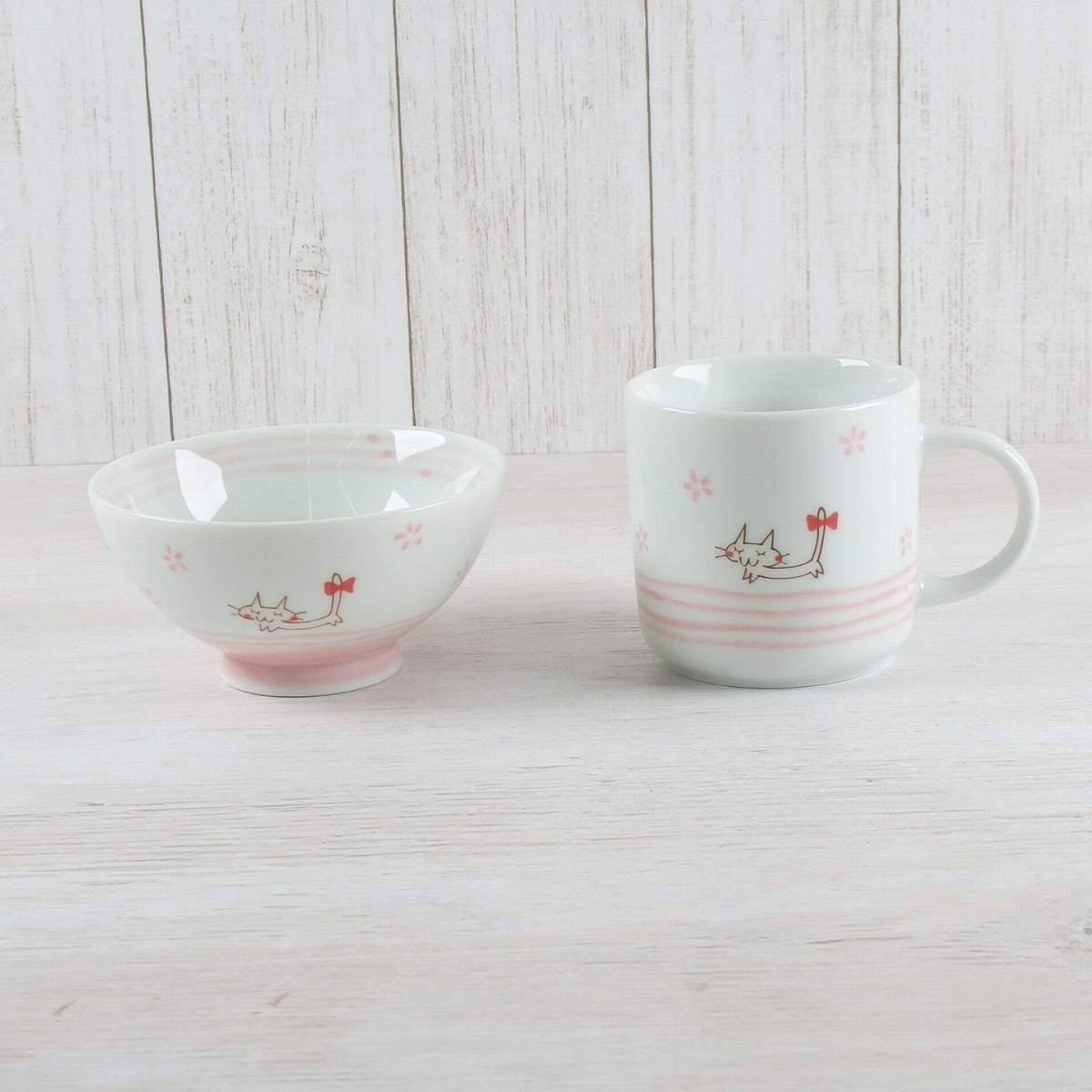 リボン猫PK 茶碗&マグ