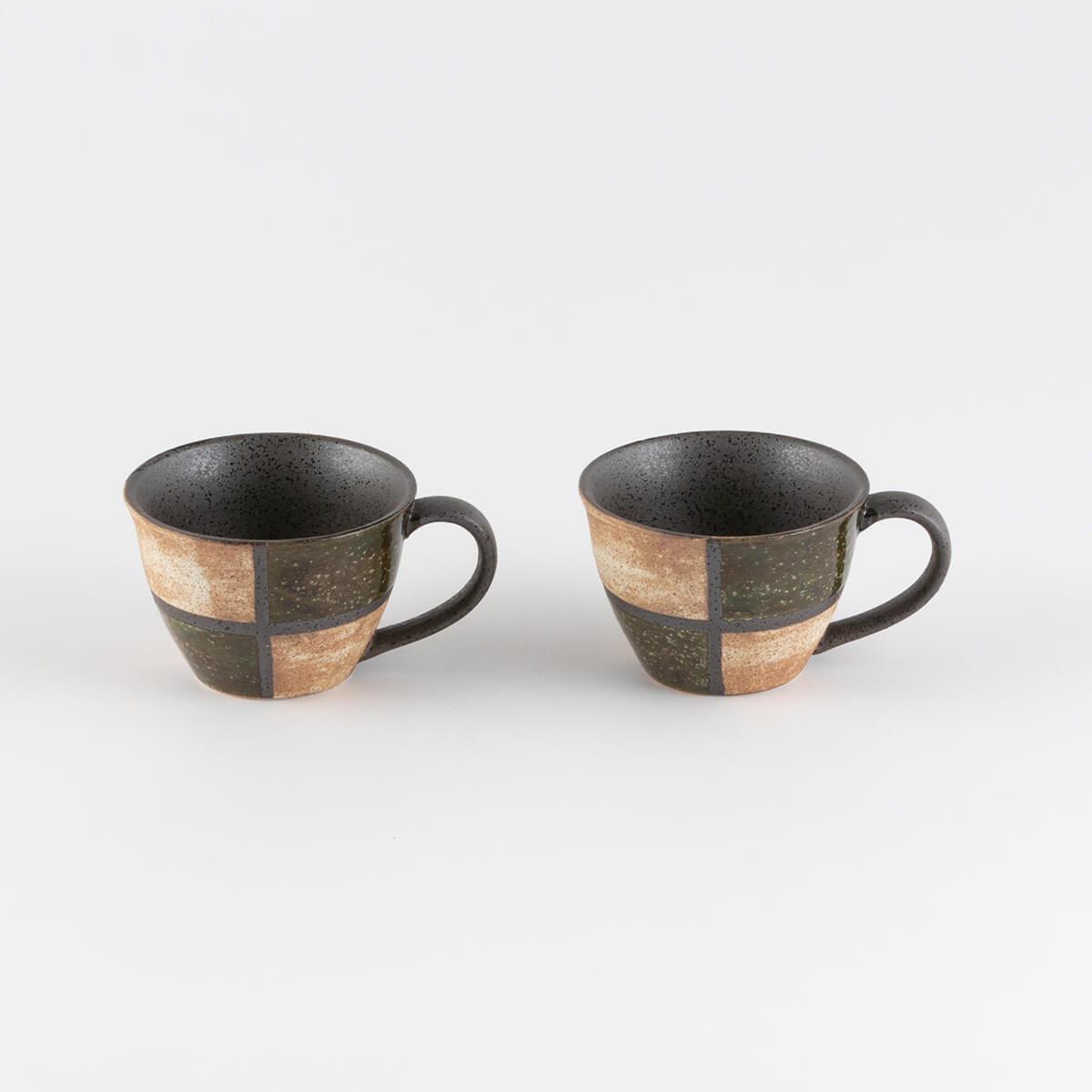あったかスープカップ 織部格子2個