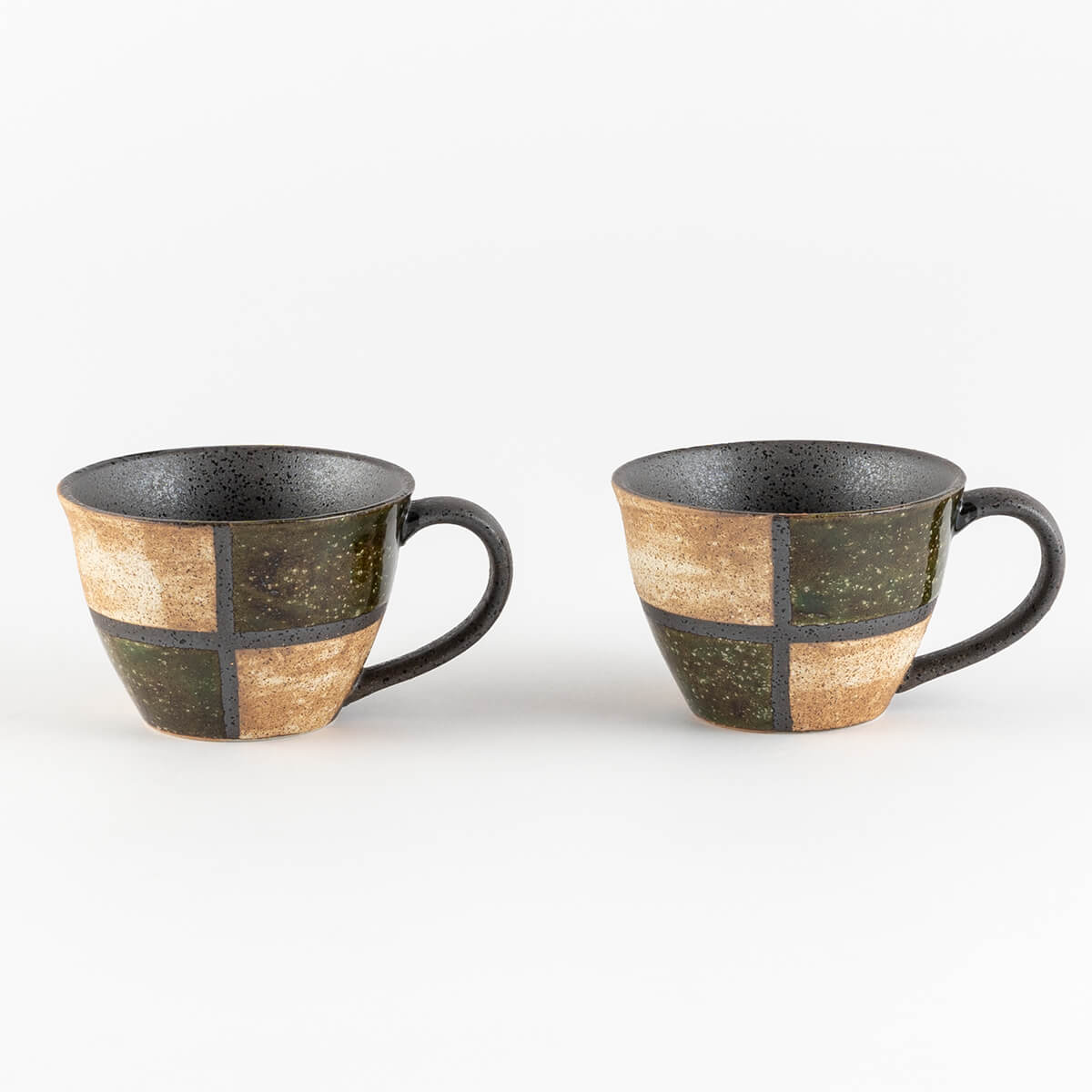 【25%OFF】特価品 あったかスープカップ 織部格子2個