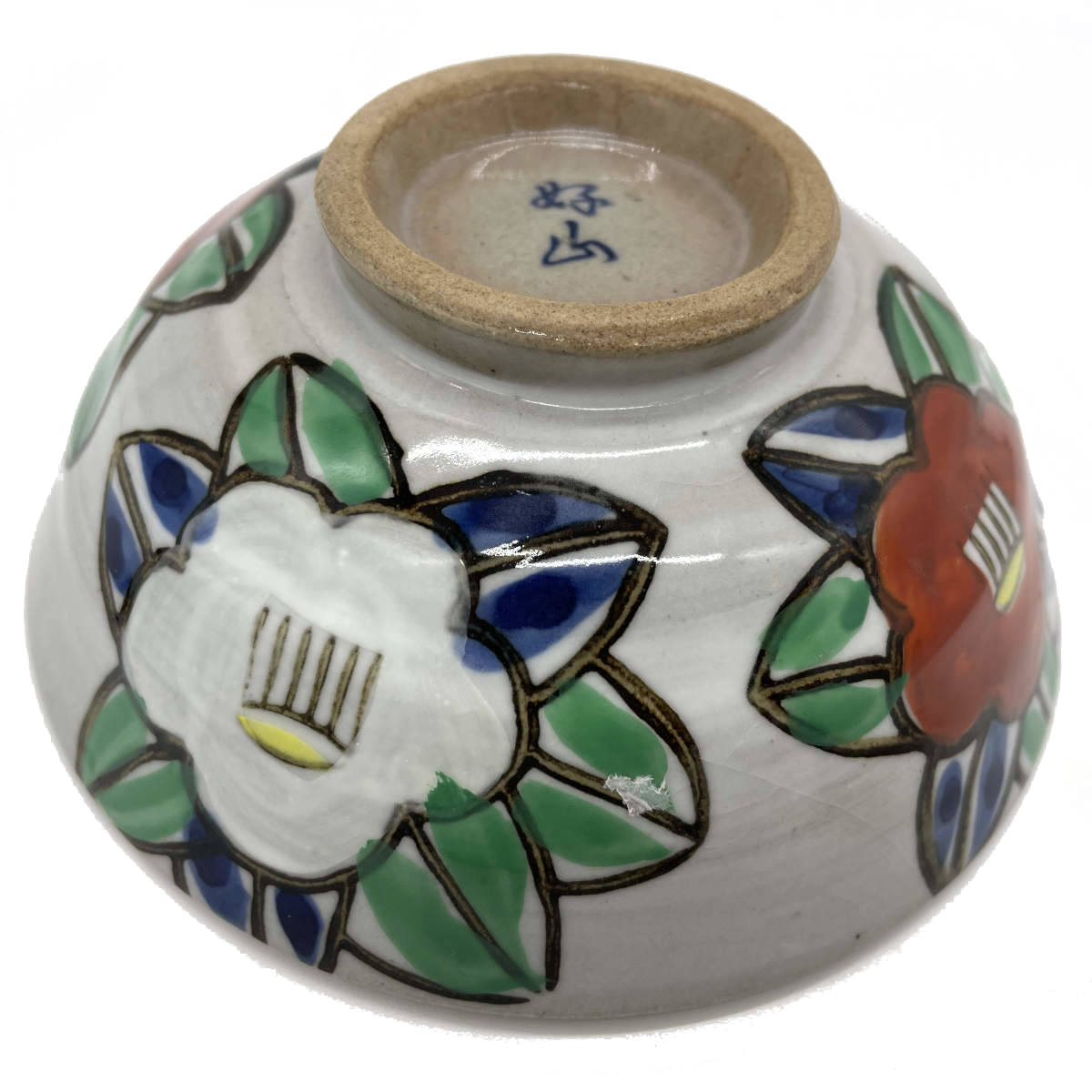 染錦椿 夫婦茶碗(大平・中平)