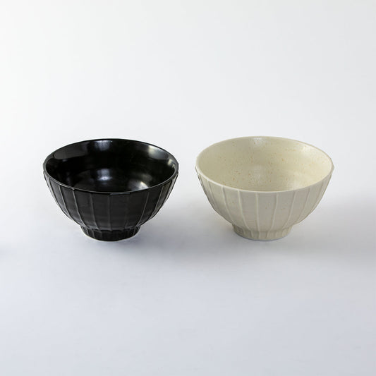 ストライプ16cm多用丼白黒2個