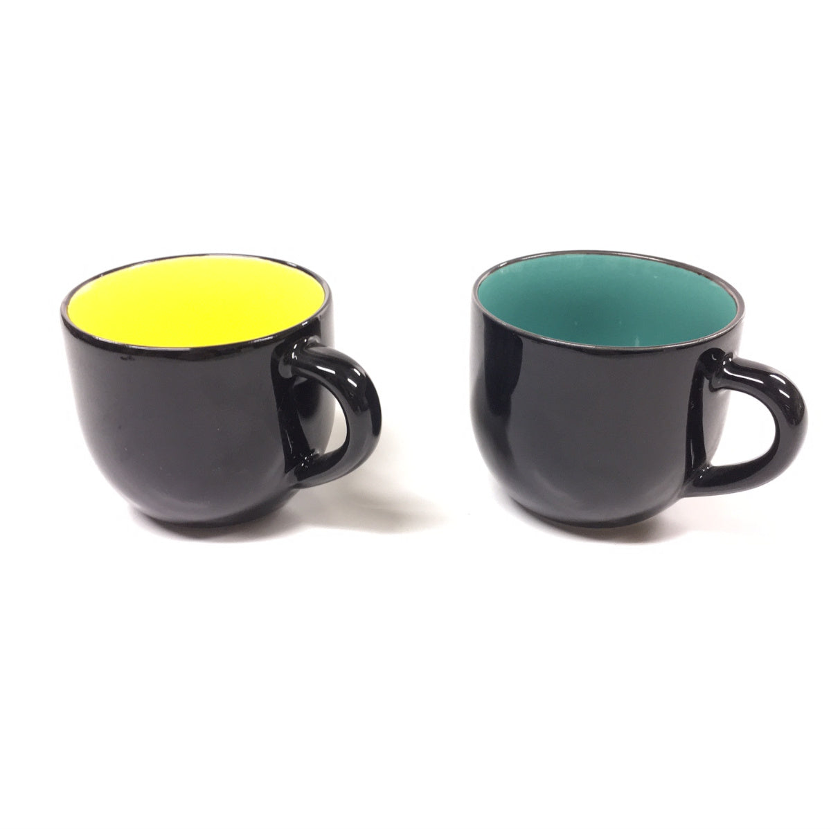 ビタミンカラーの塗分けコーヒーカップ イエローとグリーンのペア