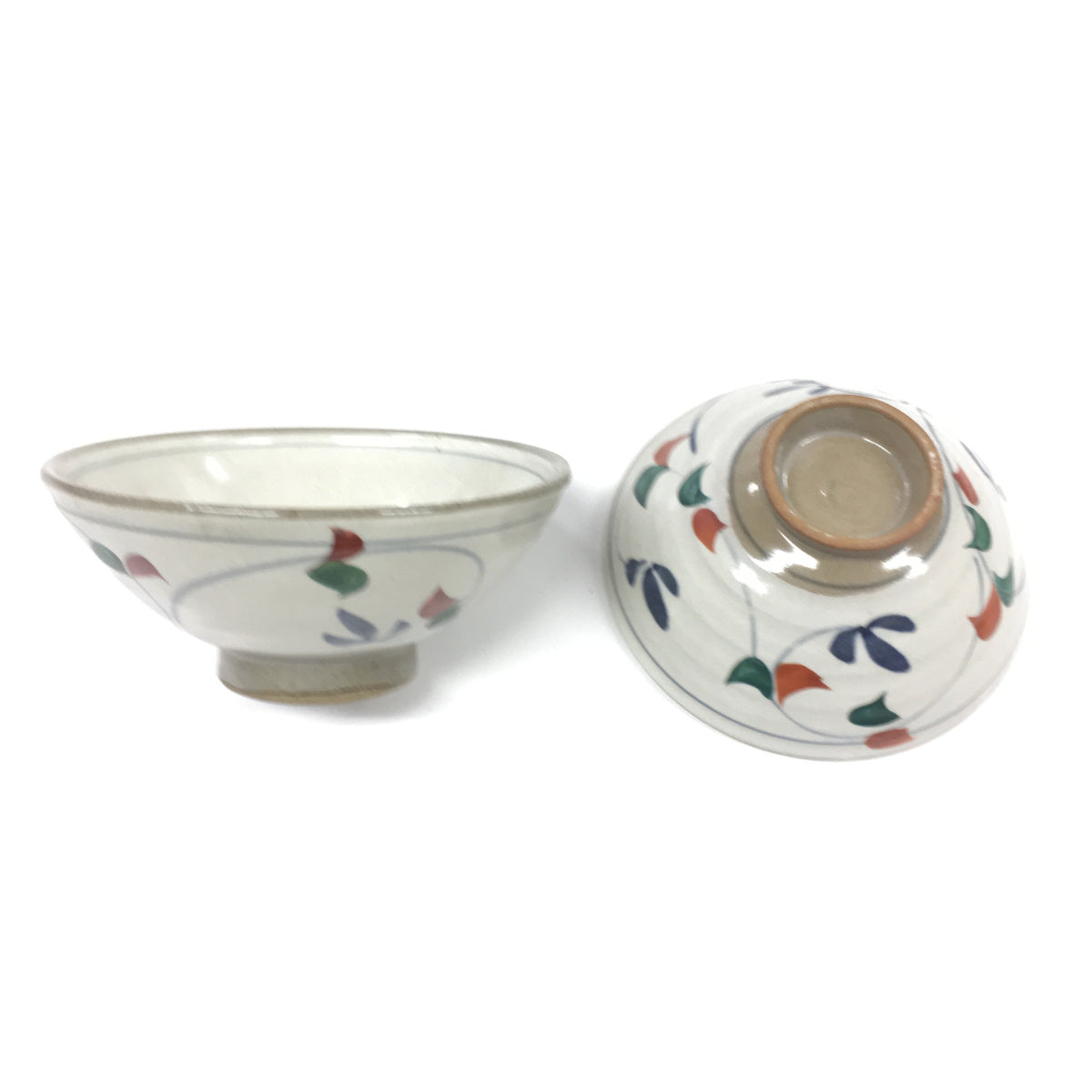 赤絵唐草茶碗大小ペア