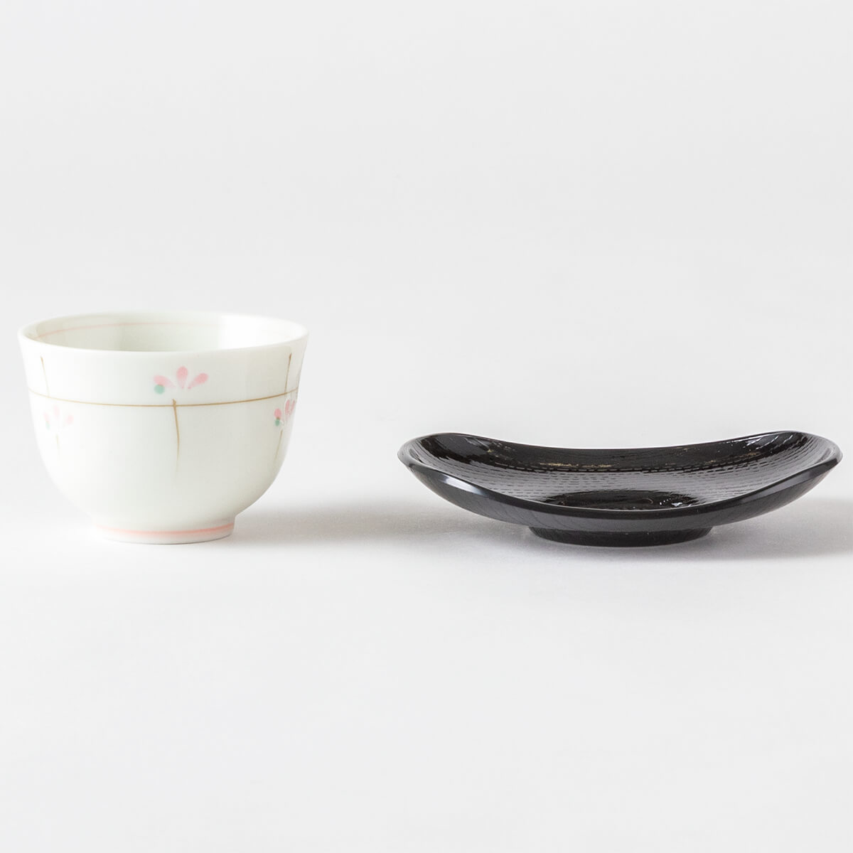 ピンク若芽 茶托付煎茶揃