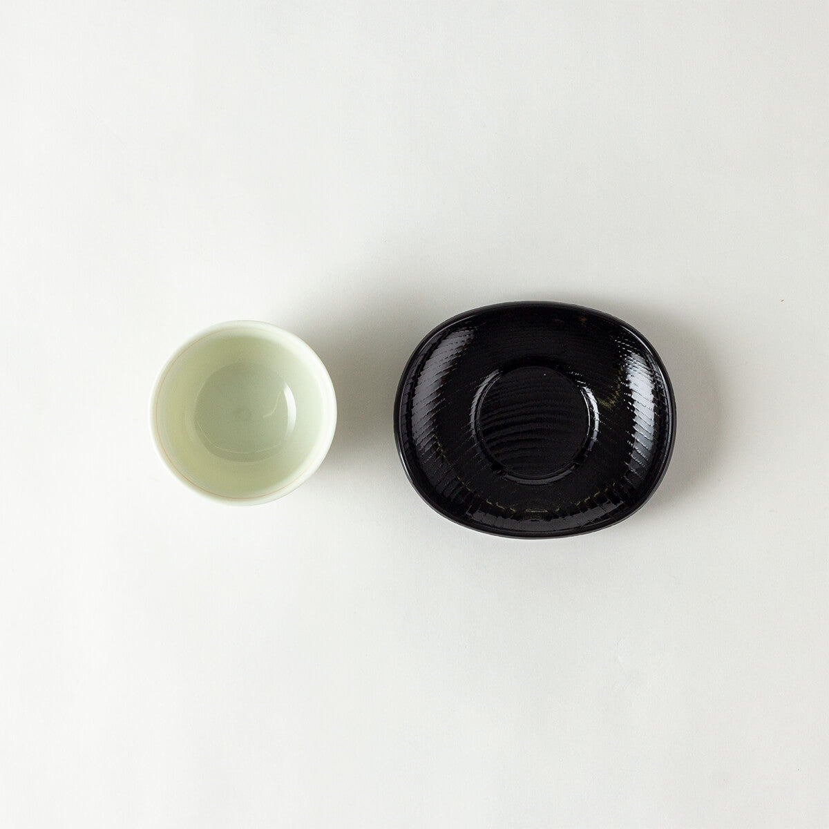 ピンク若芽 茶托付煎茶揃