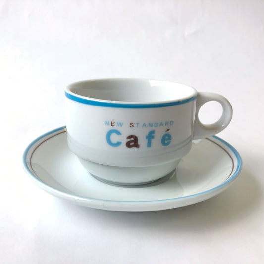 業務用で使えるしっかりしたつくりのコーヒー碗皿ペア 水色カフェ