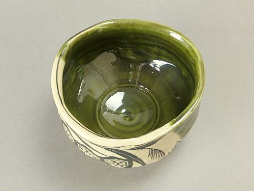【雅山窯】織部茶碗(桐箱)