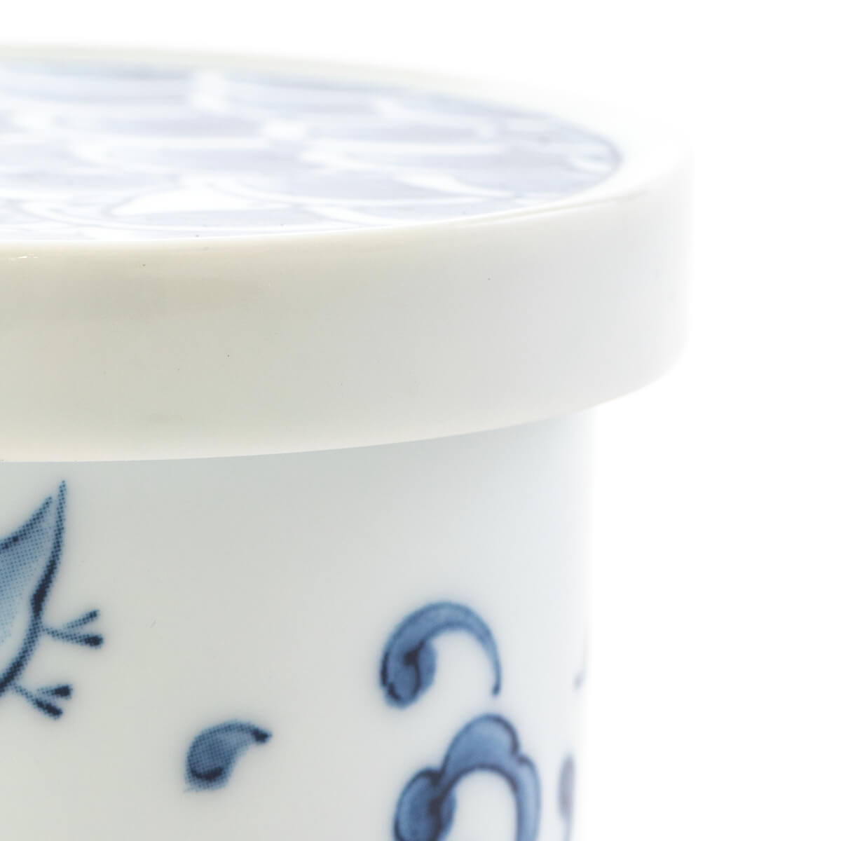 新春総陶磁器製蓋物丸小鉢(波千鳥)