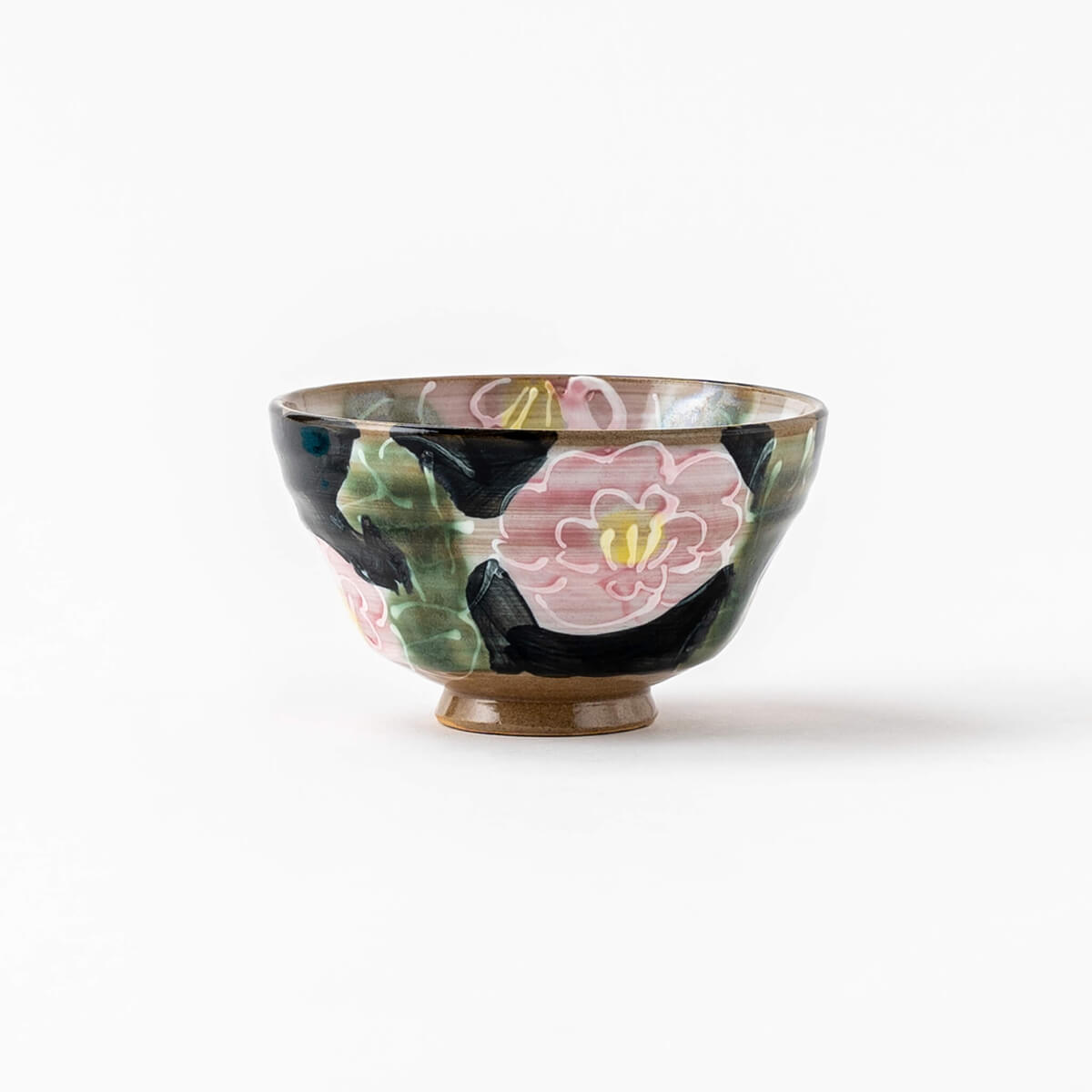 手描き 赤いボタン 茶碗