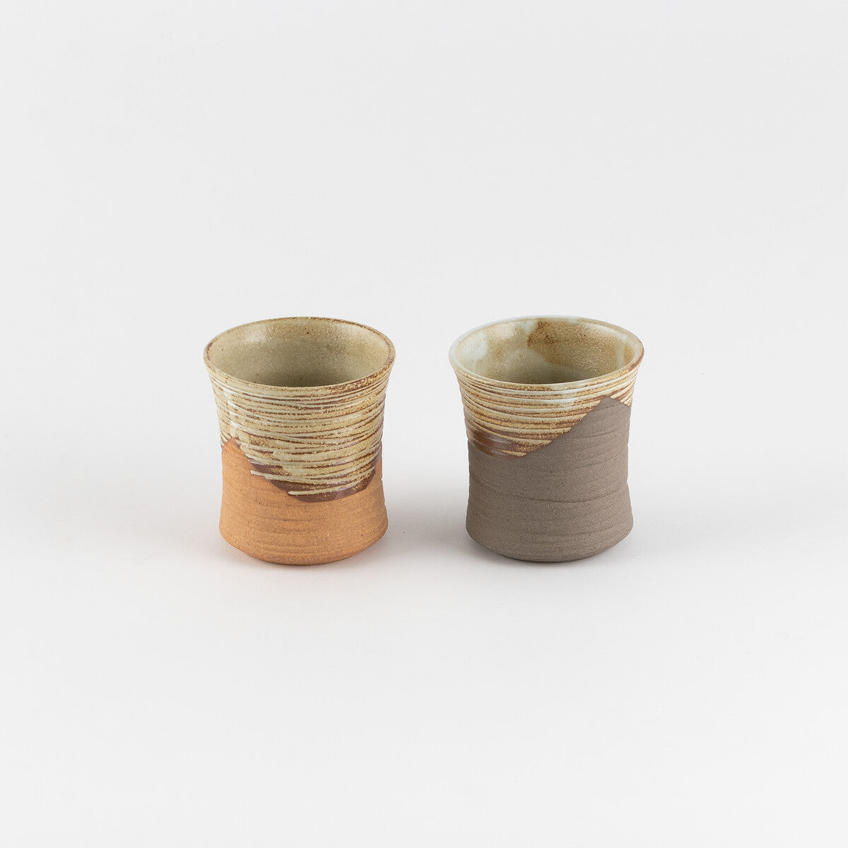 「超売り出し」KURADASHI 線彫焼酎ペアーカップ(black & brown)