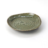 めぐり陶器　色釉シリーズ　深緑　5.0寸皿