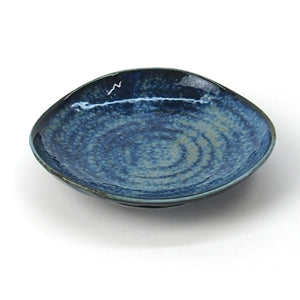 めぐり陶器　色釉シリーズ　紺青　3.5寸小皿