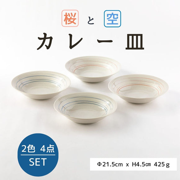 【55%OFF】特価品　桜と空　カレー皿4枚入