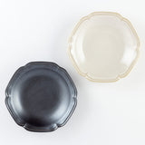カレー皿ペア アイボリー＆ブラック ティーク 食器 プレート 日本製 21.5 cm 深皿