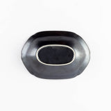 楕円深皿ペア アイボリー＆ブラック ティーク 食器 プレート 日本製 21.6 cm 深皿