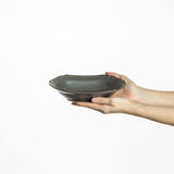 楕円深皿ペア アイボリー＆ブラック ティーク 食器 プレート 日本製 21.6 cm 深皿