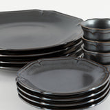 大皿 取り皿 ココット 各4枚 12枚 食器セット ブラック ティーク