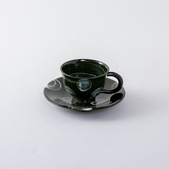 黒土丸紋　コーヒー碗皿