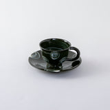黒土丸紋　コーヒー碗皿