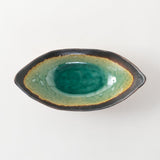 緑彩　舟型小鉢