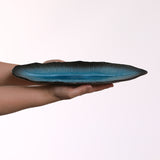 藍染スカイ　葉型楕円皿