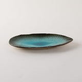 藍染スカイ　葉型楕円小皿
