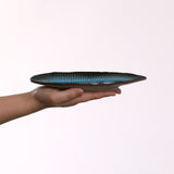 藍染スカイ　葉型楕円小皿