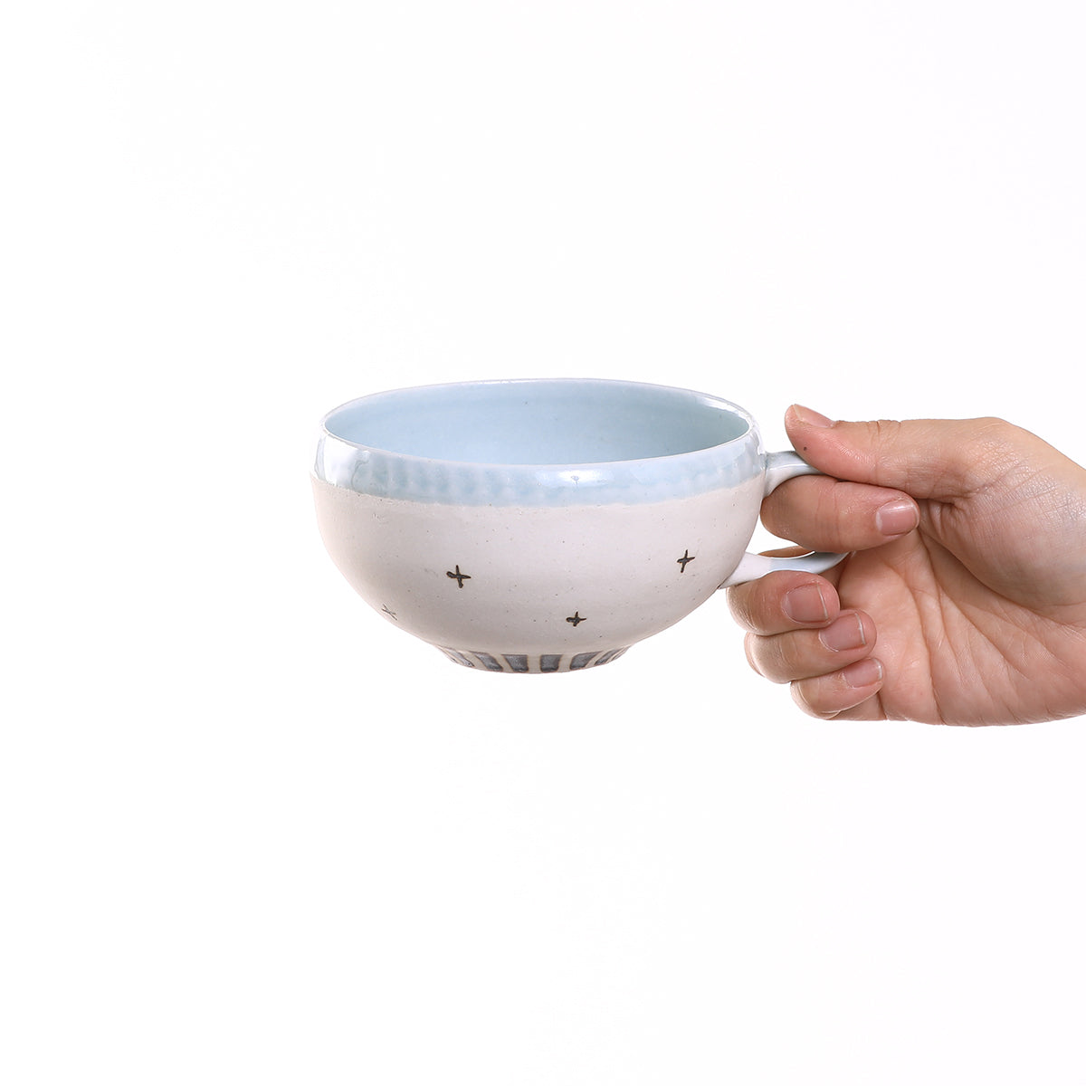 春花　スープカップ　青空