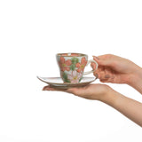 手描き　赤桜　コーヒー碗皿